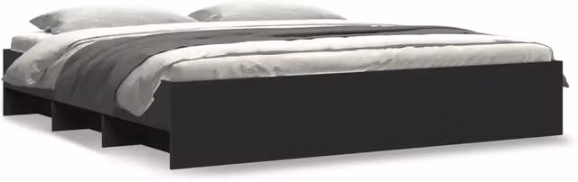 Letto matrimoniale | Letto per adulti | Giroletto senza Materasso Nero 180x200 cm in Legno Multistrato