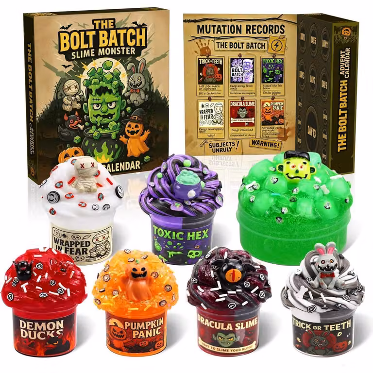 Calendario dell'Avvento di 13 giorni, con tema horror e slime, per bambini e adolescenti
