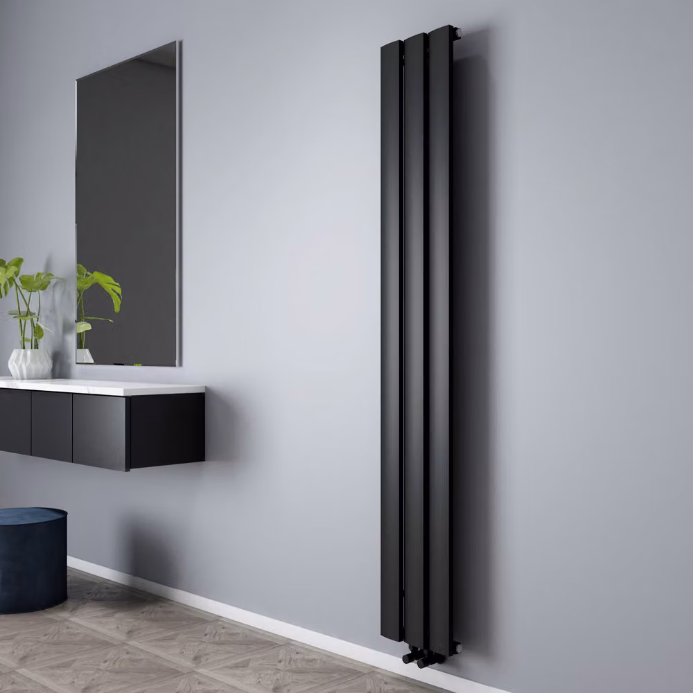Radiatore Verticale Alluminio Nero 1800x280mm Aris Hudson Reed
