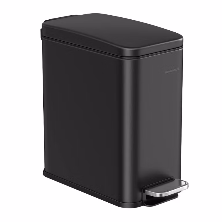 Cestino da Bagno a Pedale da Argento, Nero / 10L (38,4 x 17 x 35 cm)