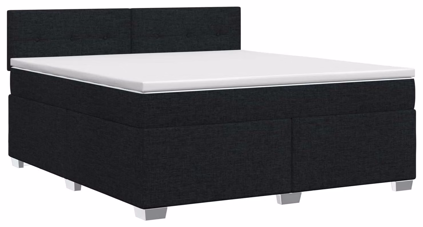 Letto a molle con materasso nero 140 x 190 cm in tessuto