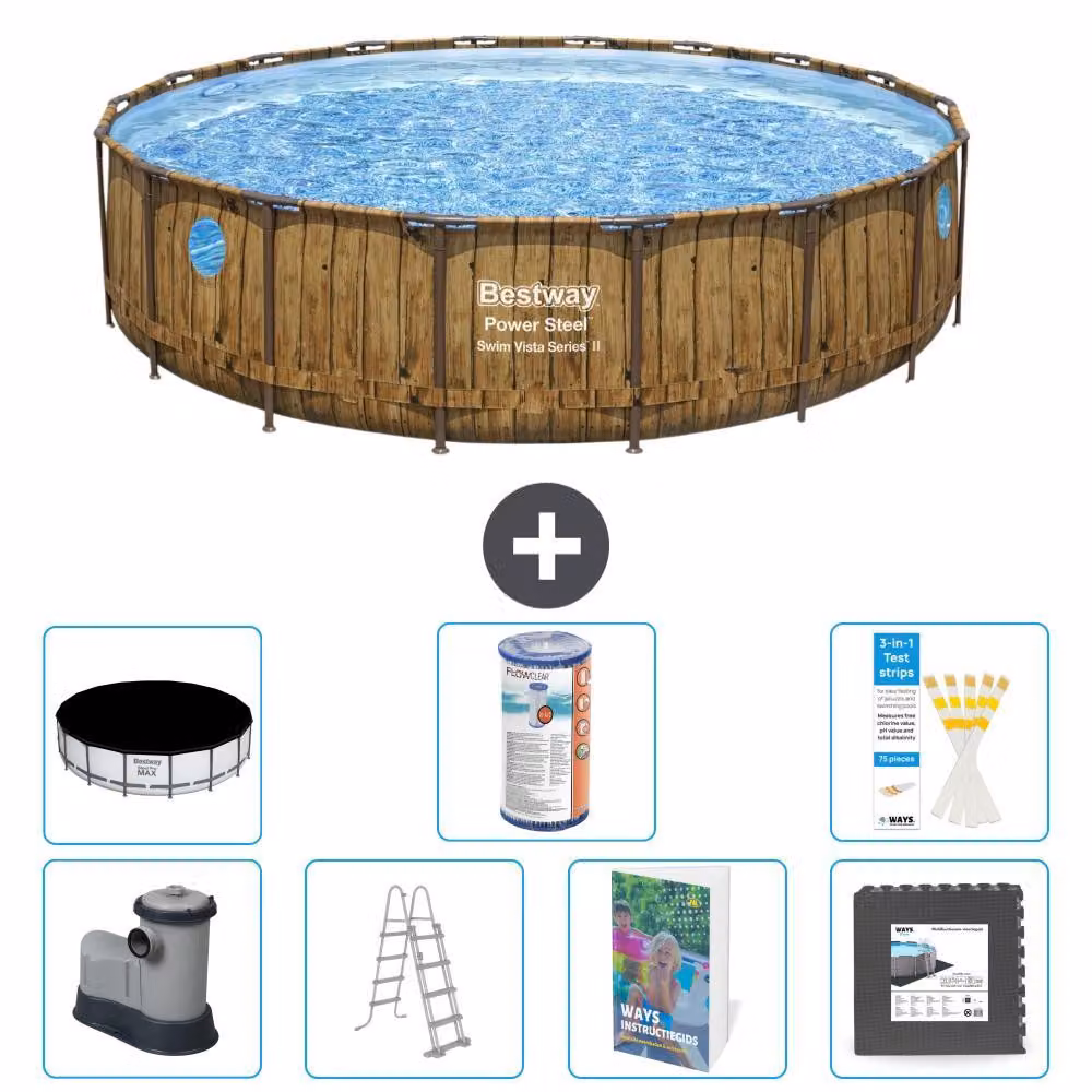 Bestway Power Steel, piscina rotonda - 549x122 cm - composta da 6 parti, modello S563