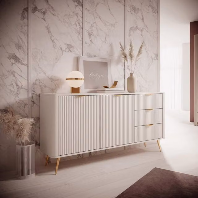 Madia Halilala, Credenza 3 Cassetti, 163x38x81h cm Beige