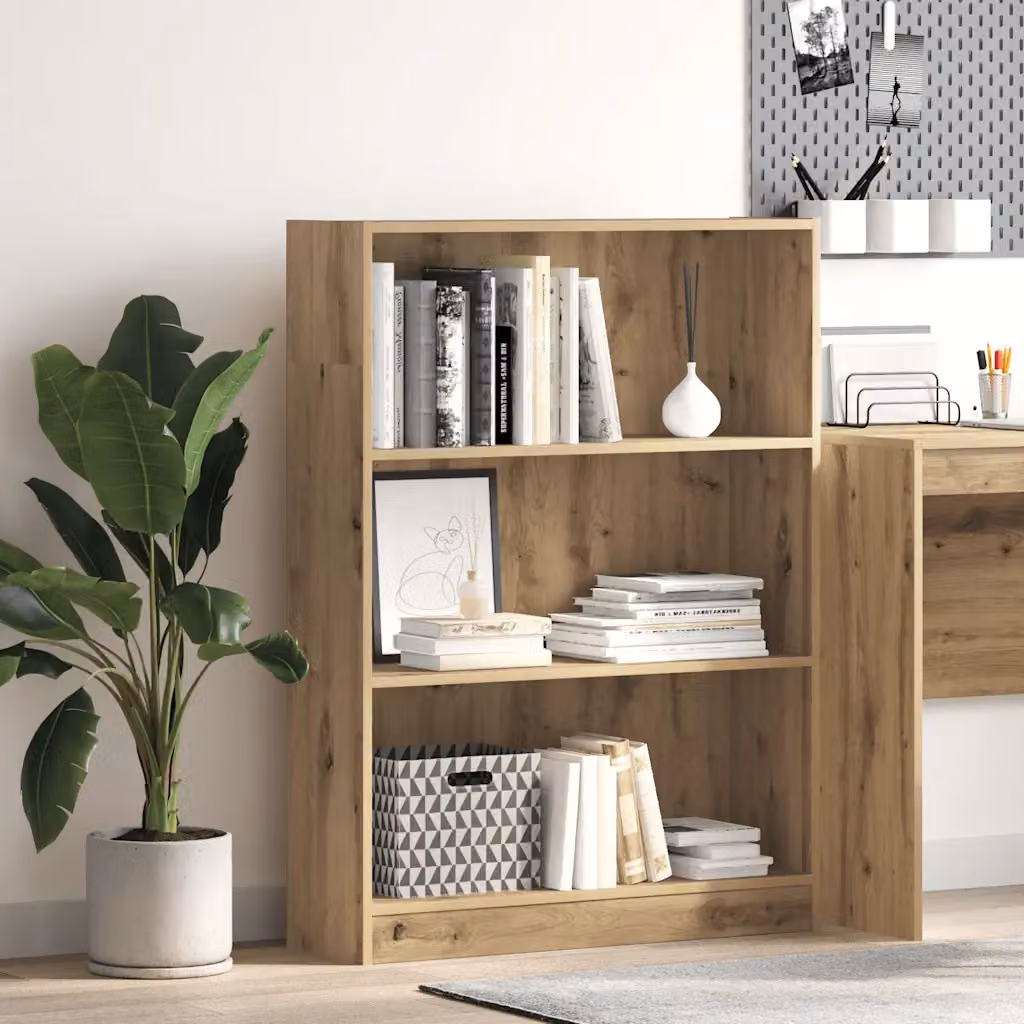 Libreria moderna da parete vidaXL in legno marrone con pannello posteriore L: 80 cm, P: 24 cm, H: 109 cm