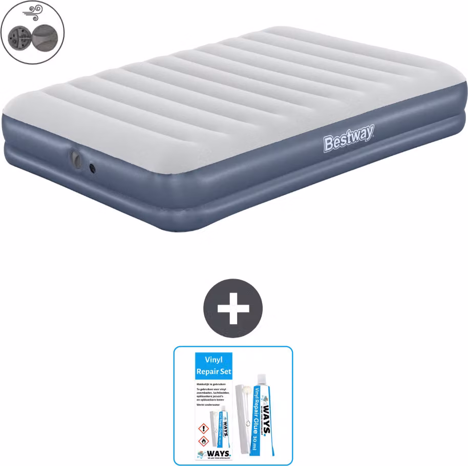 Materasso gonfiabile Bestway - 2 persone - 152 x 203 x 36 cm - Blu - Accessori inclusi