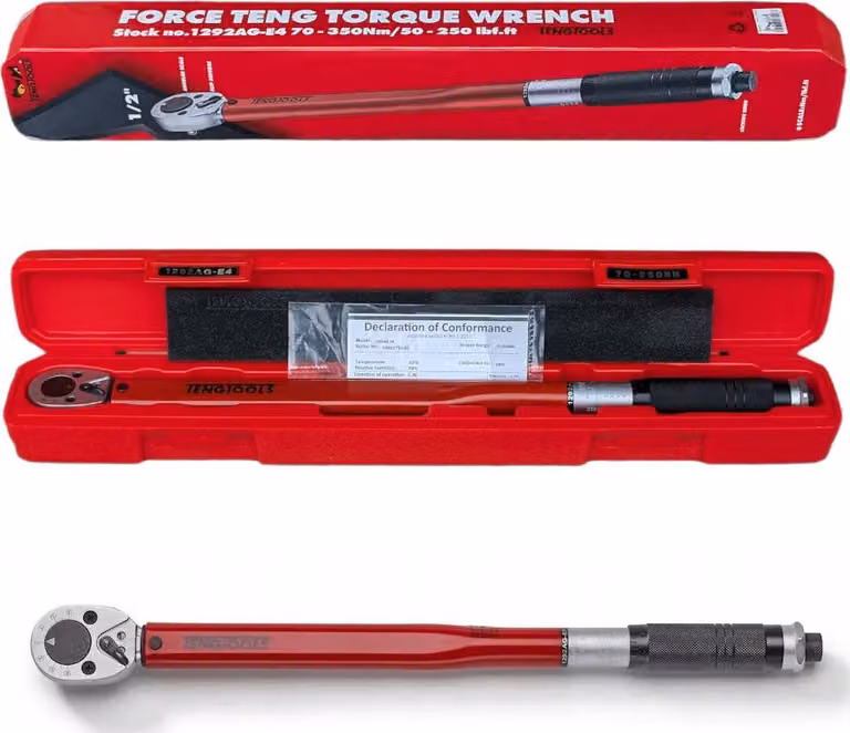 Chiave dinamometrica Tengtools in scatola con calibro angolare 0-350 Nm 1/2