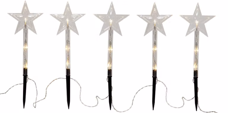 Asta decorativa a LED 'Wandy', 3 stelle, 5 LED bianchi caldi ciascuna,