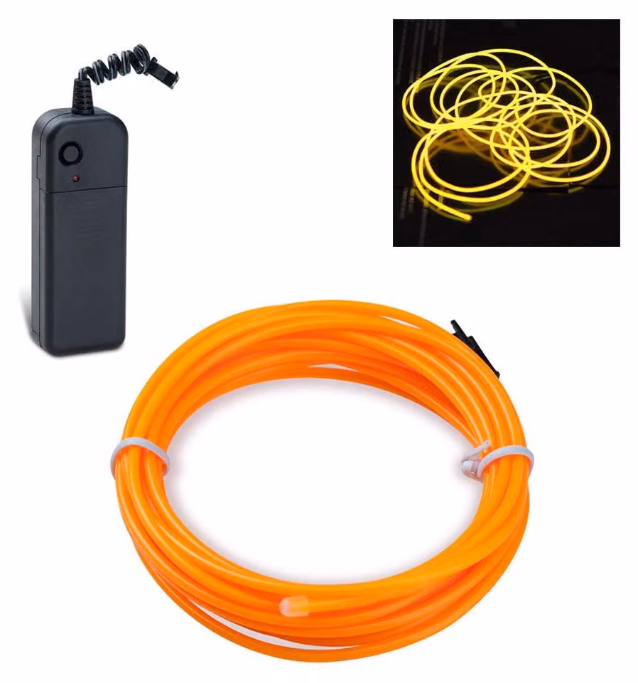 Cavo EL, 3 metri, giallo, 3 modalità, impermeabile, flessibile