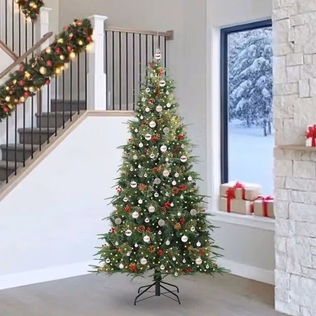 Albero di Natale artificiale verde con luci LED warm white vidaXL Altezza: 240 cm – 1