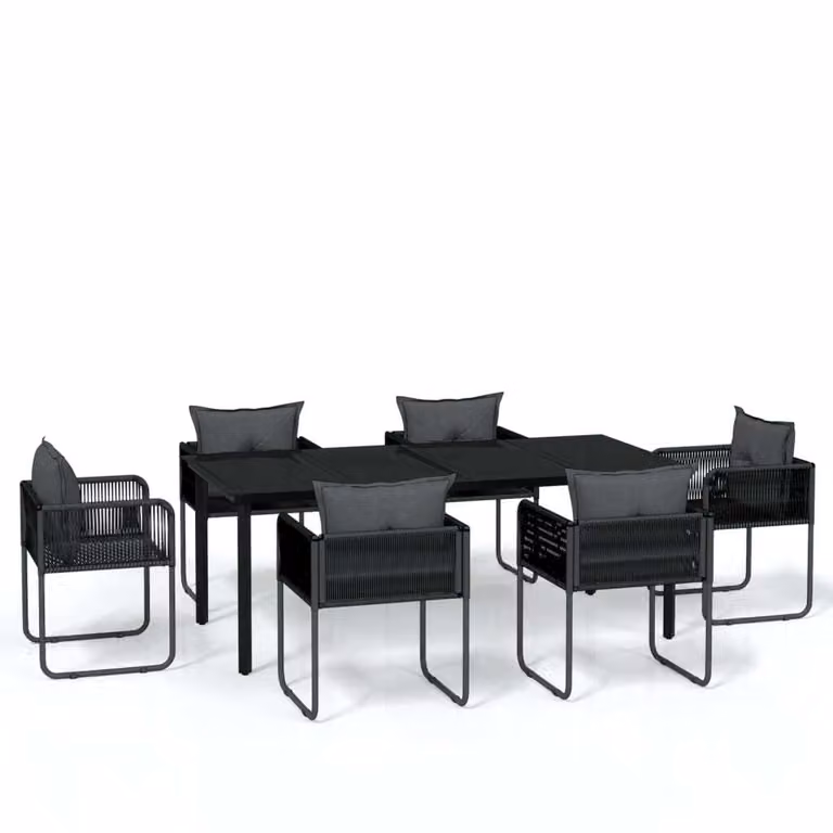 Set da Pranzo da Giardino 7 pz Nero