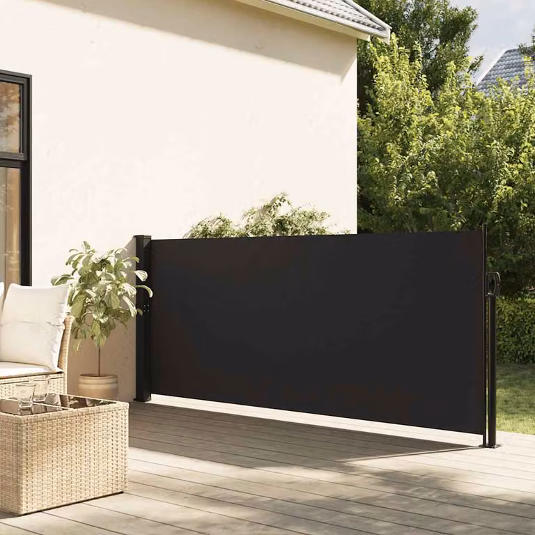 vidaXL Tenda da Sole Laterale Retrattile in Alluminio e Poliestere, Nera, L: 300 cm, H: 140 cm