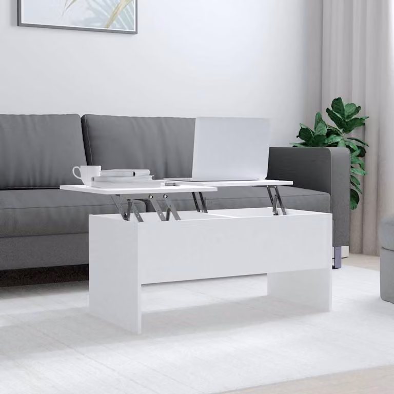 vidaXL Tavolino da Salotto Moderno Bianco in Legno e MDF L: 102 cm, P: 50,5 cm, H: 46,5 cm