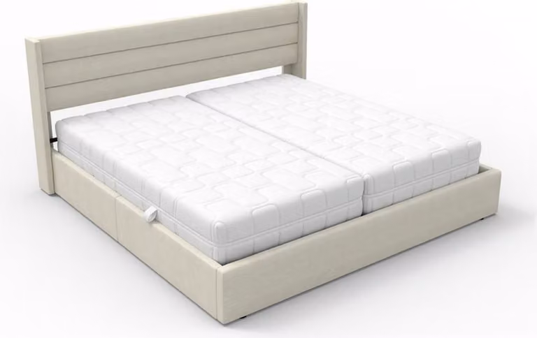 Letto HOME DELUXE LED – 200 x 200 cm, beige | Letto imbottito con illuminazione
