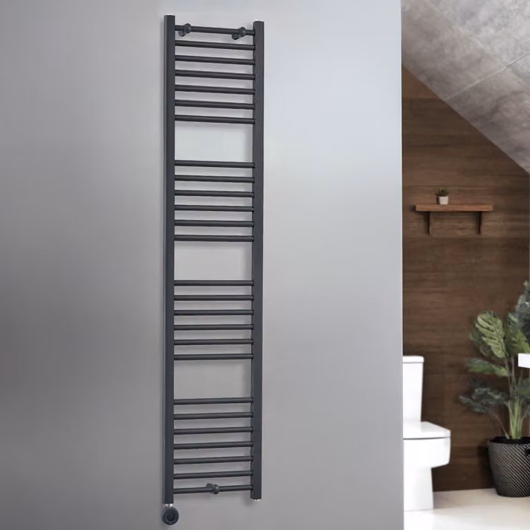 Scaldasalviette Elettrico Artle ECOSO by Hudson Reed Antracite con Elemento Termostatico Wi-Fi Cablato L: 40 cm, H: 180 cm