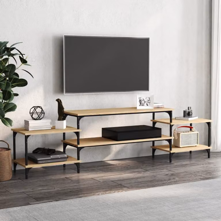 vidaXL Mobile Porta TV Roverone Sonoma in Legno e Metallo, Colore Marrone, L 197 cm x P 35 cm x H 52 cm