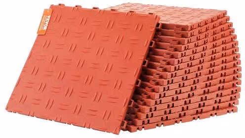 Piastrelle per Garage ad Incastro VEVOR in Plastica, Confezione da 25 Pezzi, Colore Rosso, L/P/H: 30,5 x 30,5 x 1,34 cm