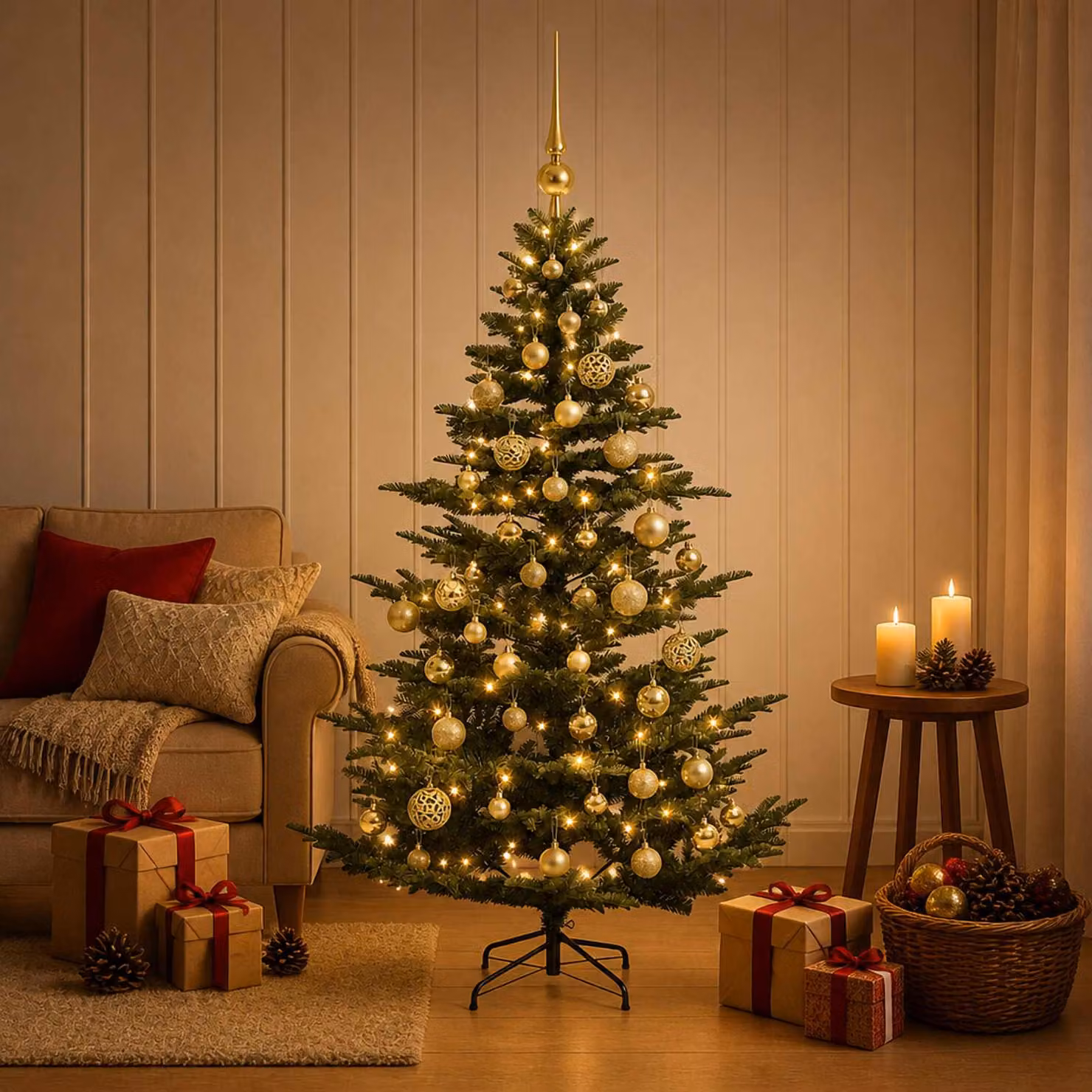 vidaXL Albero di Natale artificiale con palline 120 cm 150 LED