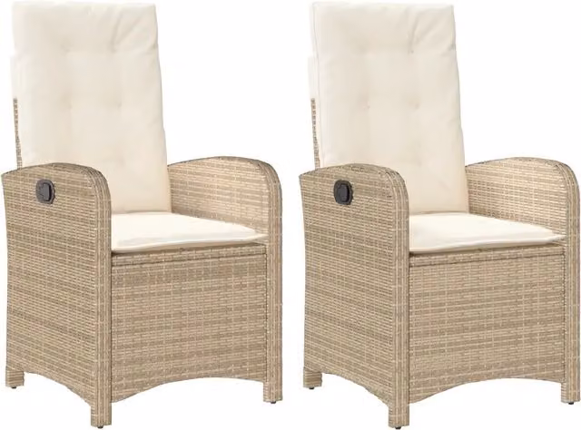 Sedie Reclinabili da Giardino 2 pz | Sedie da Esterno con Cuscini Beige Polyrattan