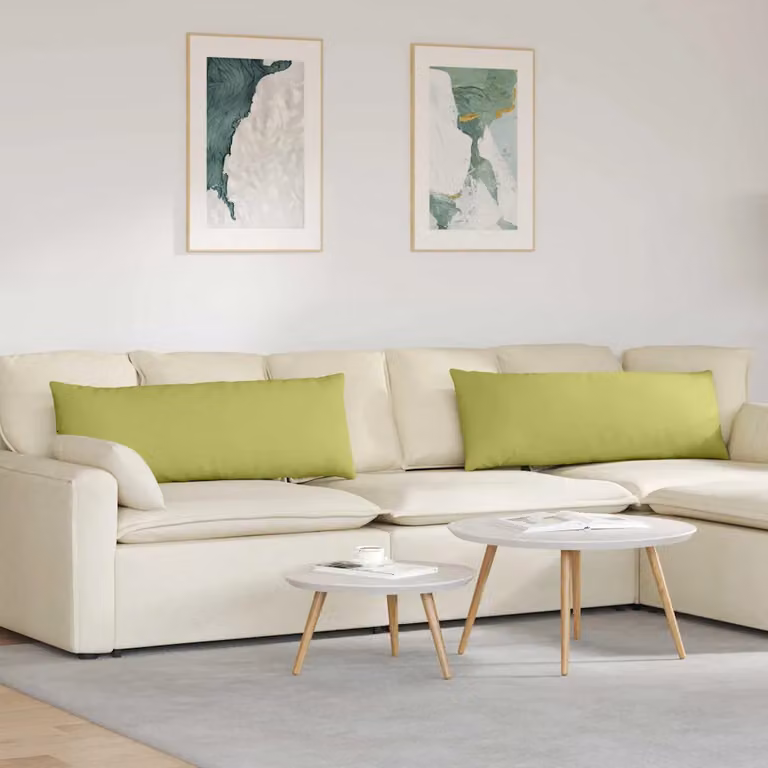 Set di 2 cuscini da divano vidaXL in tessuto verde con fodera rimovibile, L 120 cm x P 40 cm x H 40 cm