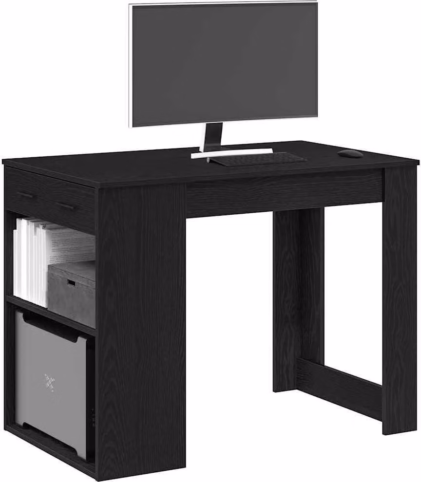 Maison Exclusive - Scrivania con cassetti e ripiano Effetto rovere nero