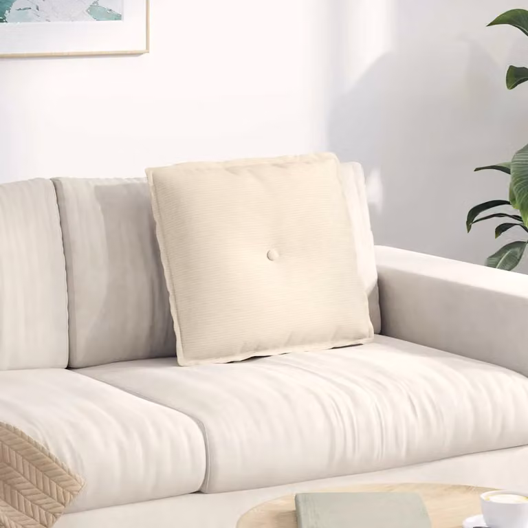 vidaXL Cuscino per Schiena in Velluto a Costine Beige L 50 cm x P 45 cm