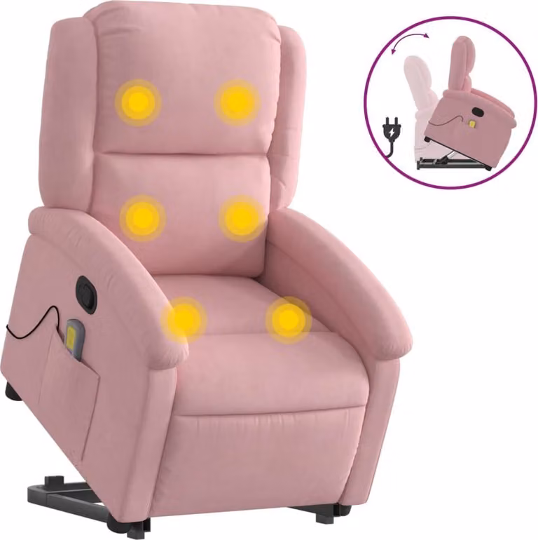 SYFAX™ Poltrona Alzapersona Reclinabile Rosa in Velluto