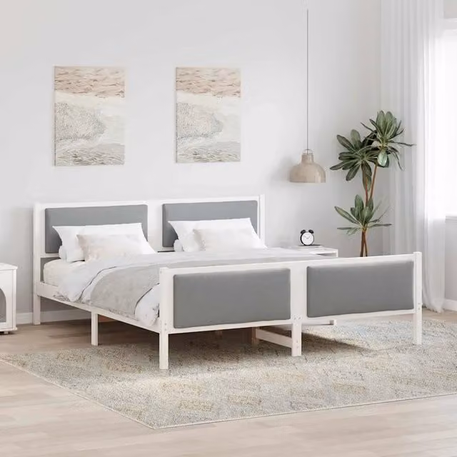 Struttura del letto-Giroletto Grigio chiaro 200 x 200 cm Tessuto 903596