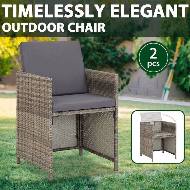 vidaXL Sedie da Giardino 2 pz con Cuscini in Polyrattan Grigio