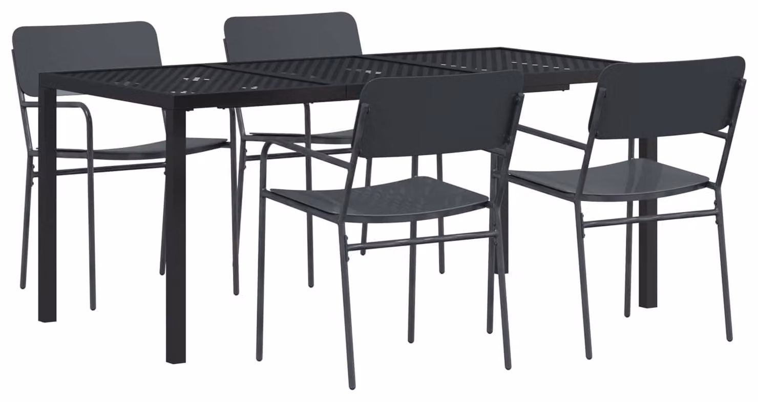 Set di mobili da giardino, 5 pezzi, acciaio antracite