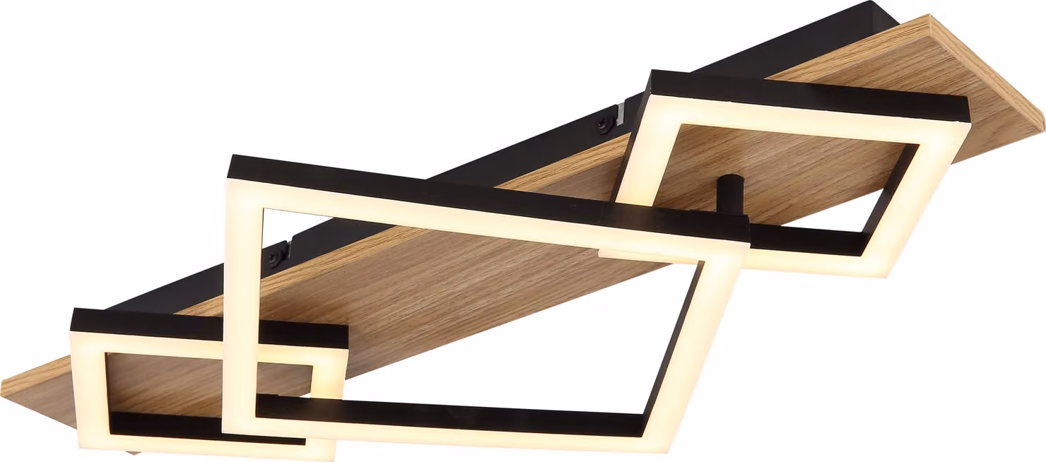 Plafoniera LED, legno, naturale, nero, L 54 cm