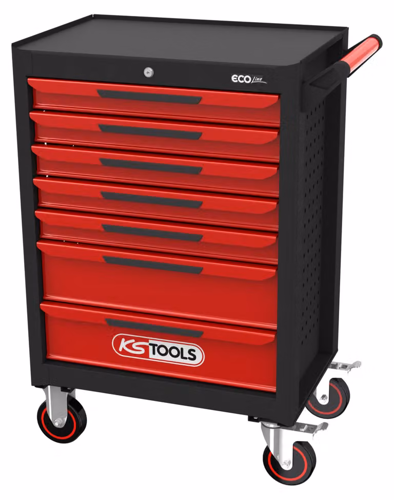 KS TOOLS Carrello da officina Ecoline nero/rosso con 7 cassetti - 897.0007