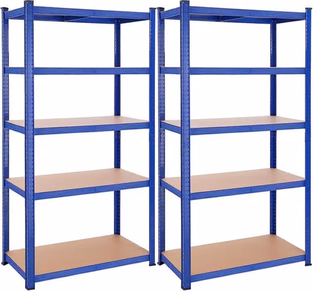 Scaffalatura metallica per carichi pesanti 200 x 100 x 50 cm 5 ripiani portata totale 875 kg (175 kg/ripiano) ripiani regolabili per garage/cantina nero 12_0005595
