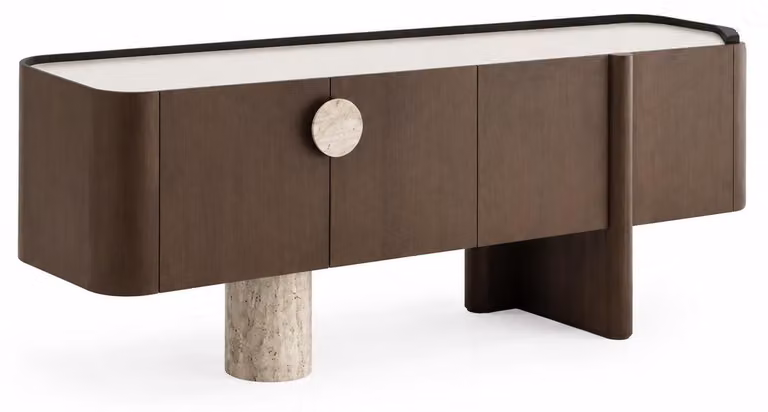 Mobile bar moderno, stile elegante, color marrone, minimalista, con contrasti
