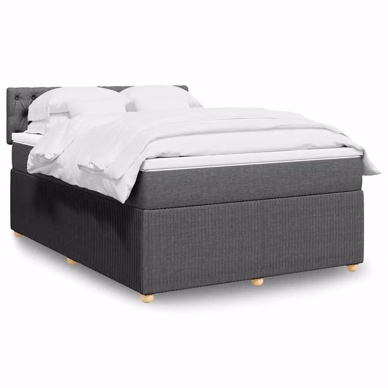 vidaXL Giroletto a Molle con Materasso Ibrido in Tessuto Grigio e Bianco, L/P/H: 140 x 190 cm