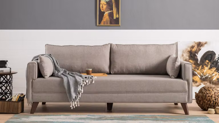 Hanah Home, Bella- BLC1508, crema, divano letto, struttura: Legno / MDF