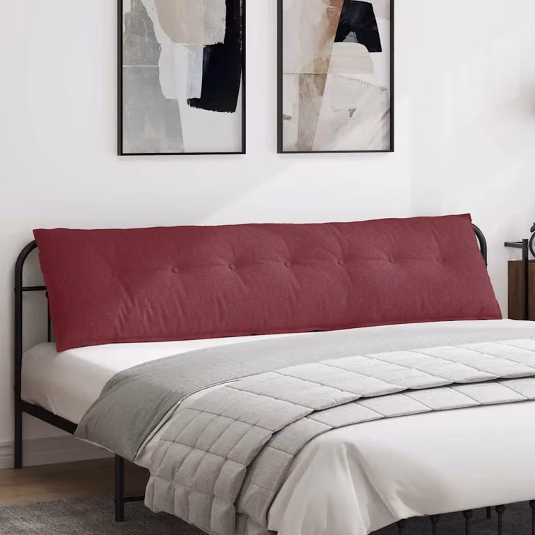 vidaXL Cuscino per Schiena Contornato Rosso, L 200 x P 19 x H 50 cm, Rivestimento in Poliestere Rimovibile