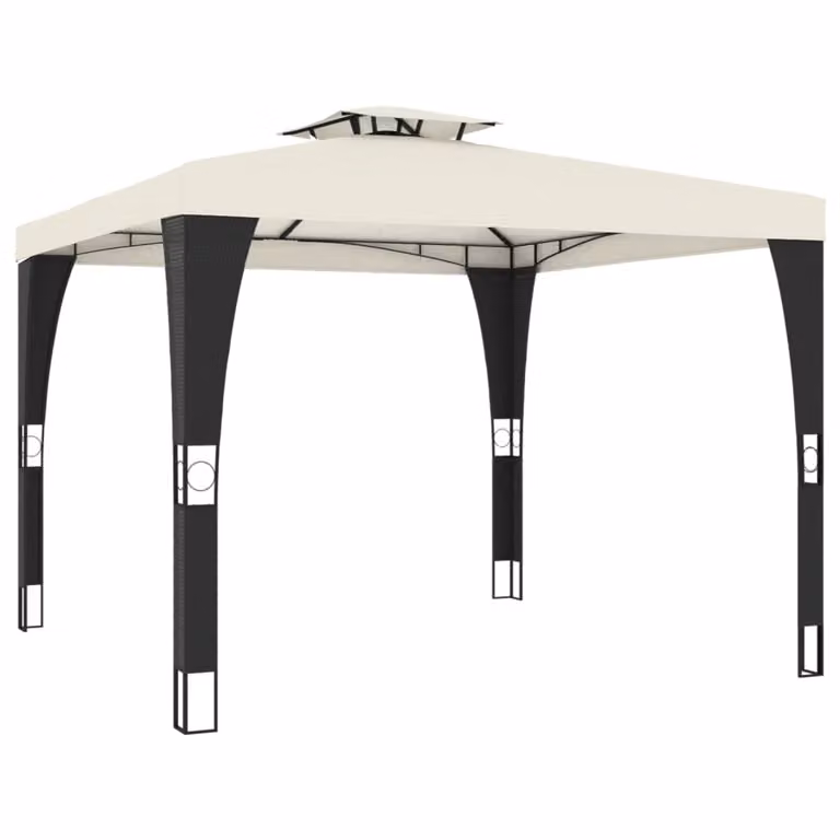 Gazebo con Tetto Doppio Crema 2,98x2,98 m in Acciaio