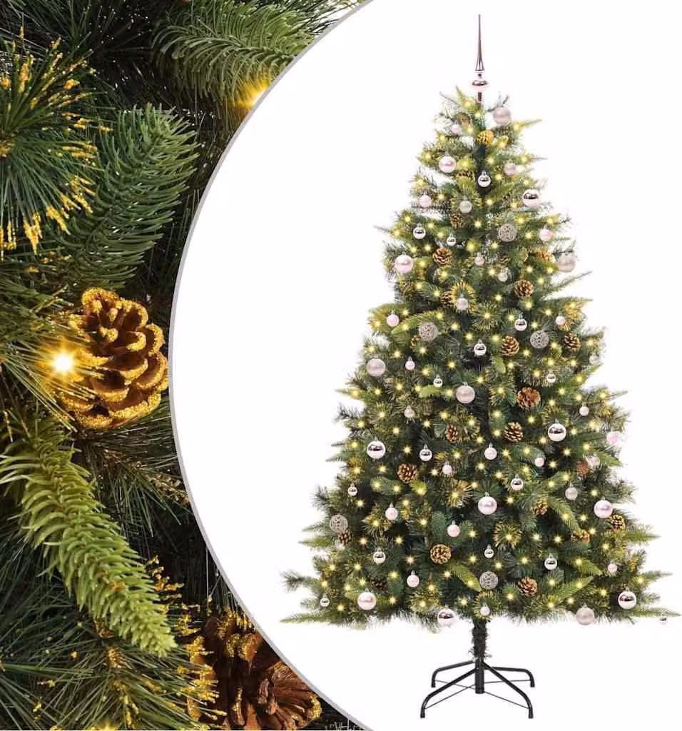 Albero di Natale artificiale pieghevole con pigne 240 cm
