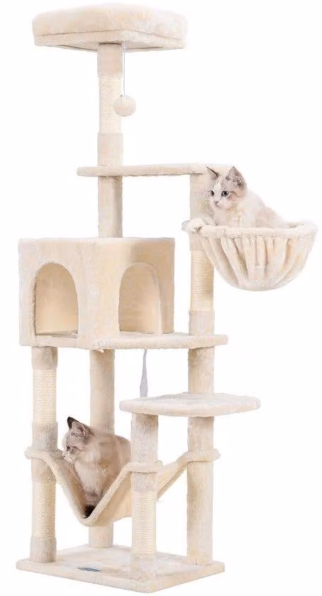 Albero tiragraffi con amaca e piattaforma per gatti