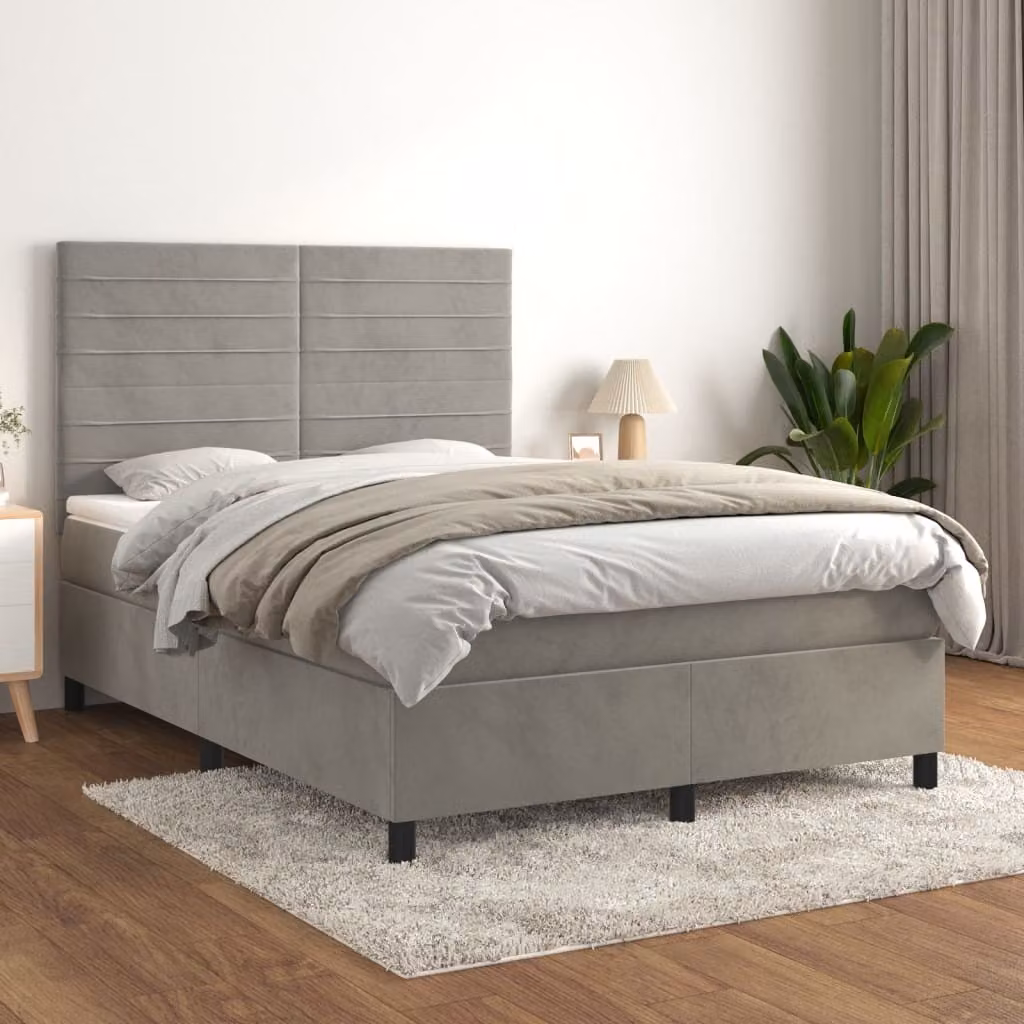 Maison Exclusive - Giroletto a Molle con Materasso Grigio Chiaro 140x200cm Velluto