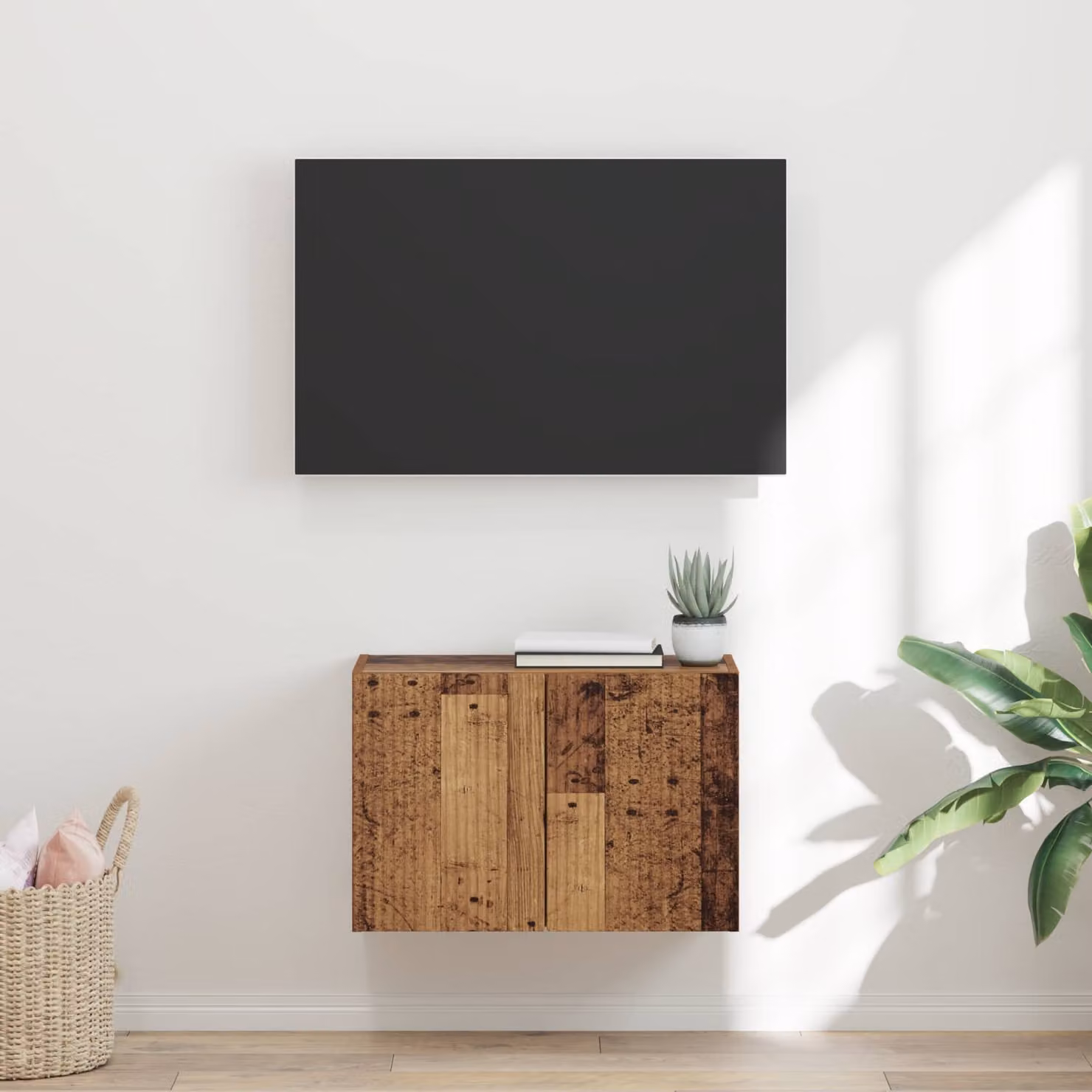 Mobile TV da parete vidaXL in legno vecchio marrone, L 59,5 cm x P 31 cm x H 40 cm