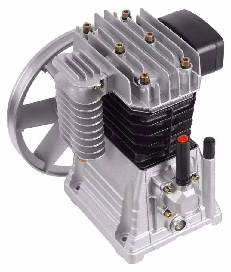 Testa pompa per compressore d'aria, ricambio da 3 CV, a cinghia, con radiatore, colore argento