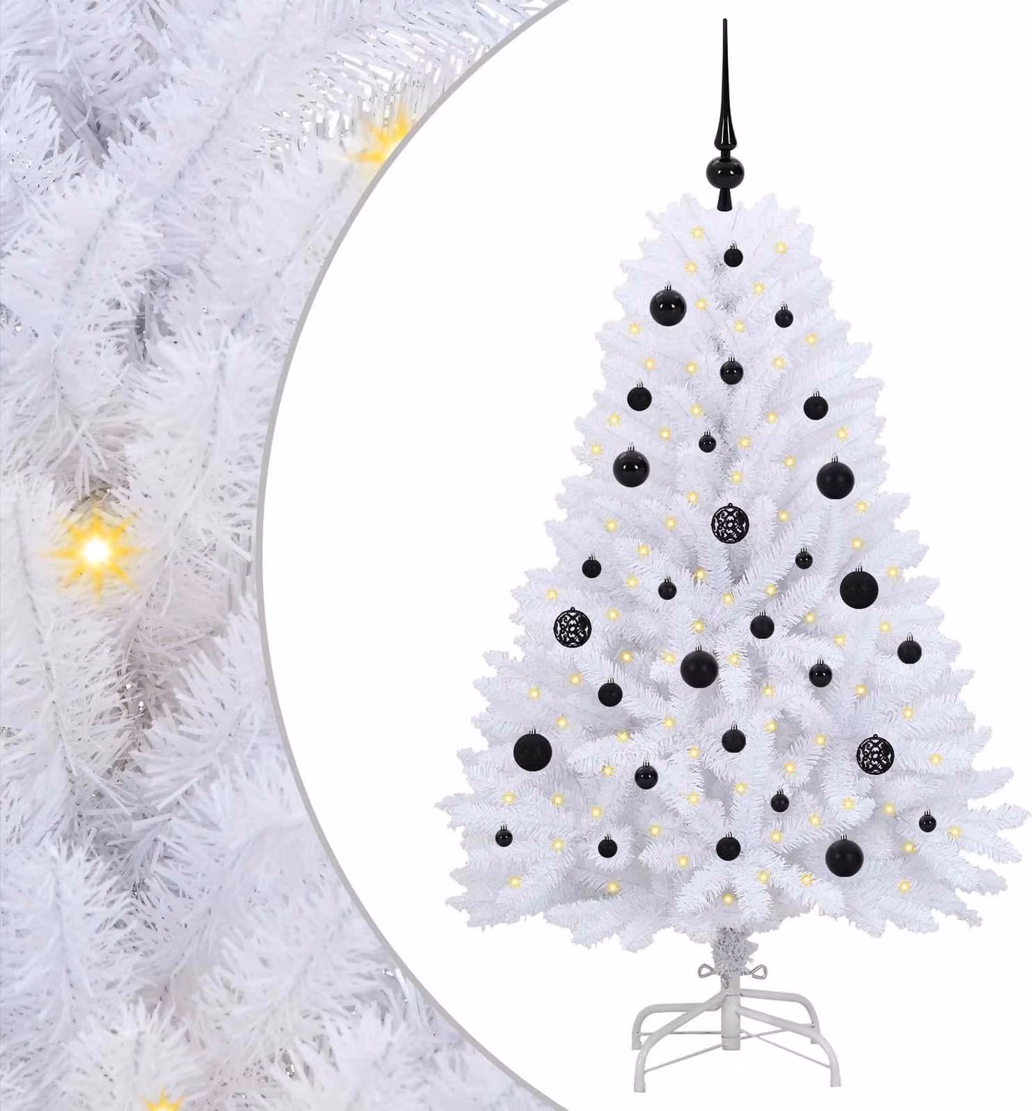 Albero di Natale Artificiale con Rami Pieghevoli Bianco 150 cm