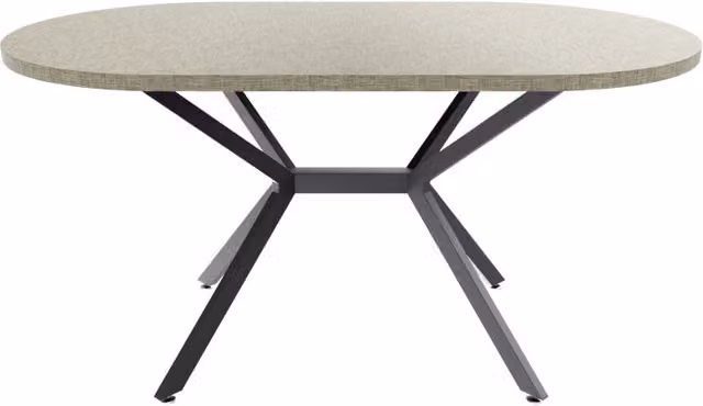 Tavolo da pranzo ovale Frankystar in legno e metallo con base centrale, colori nero e beige, L: 150 cm, P: 90 cm, H: 75 cm