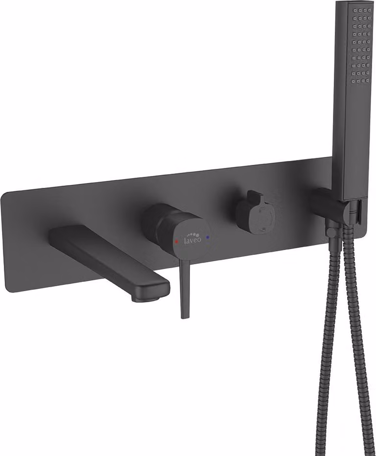 Laveo Rubinetto da incasso per vasca con set doccia POLA Nero