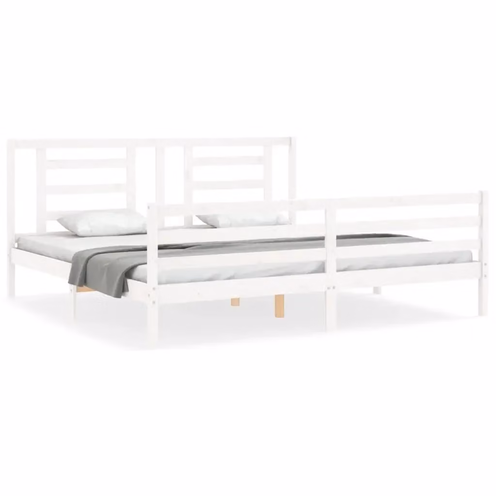 Letto con Testiera in Legno Massello di Pino Bianco vidaXL 200x200 cm – 2
