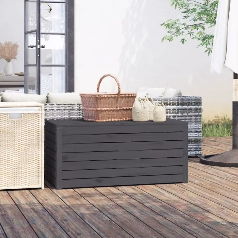 vidaXL Cassetta da giardino grigia 101x50,5x46,5 cm in legno di pino massiccio - Cassetta da giardino - Mobili da giardino - Cassetta da giardino per esterni
