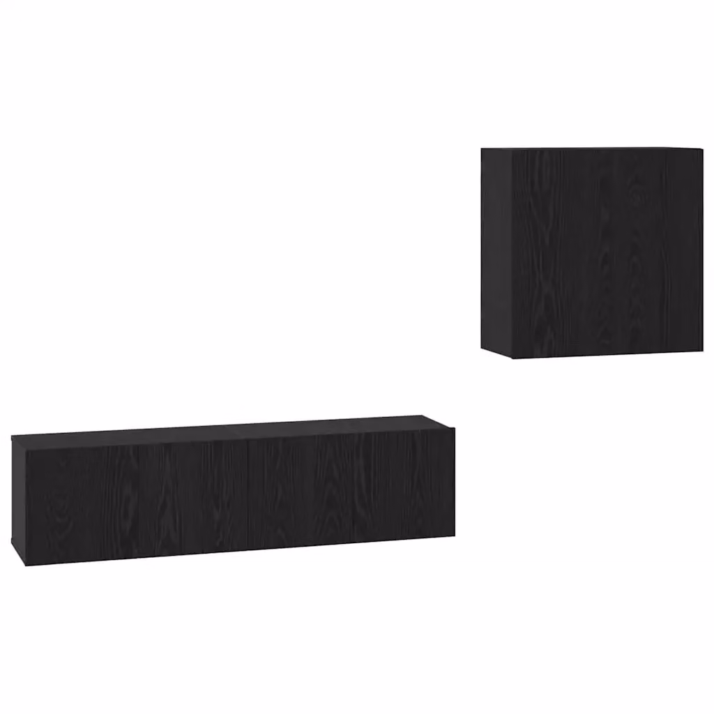 Set mobile TV moderno vidaXL da 4 pezzi in legno ingegnerizzato rovere e nero, montaggio a parete, L 120 x P 30 x H 30 cm – 2