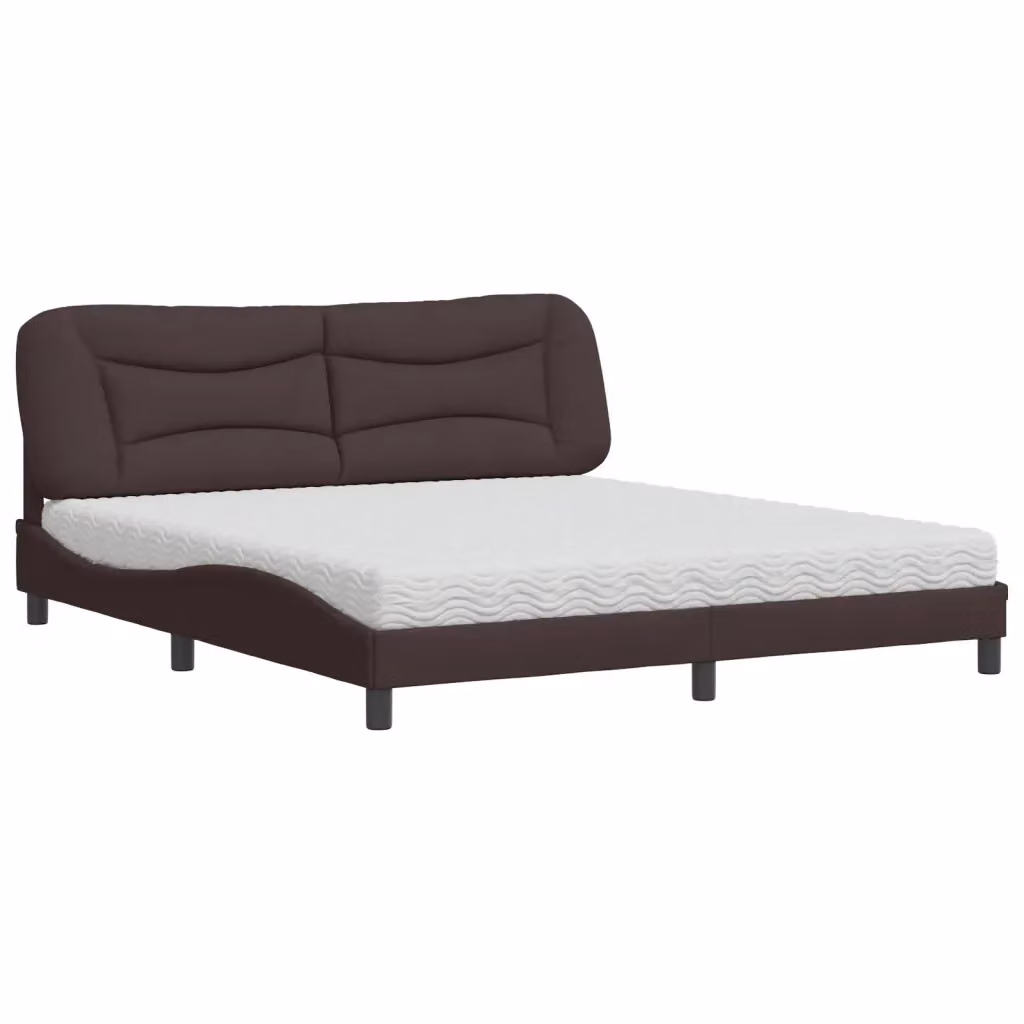 Letto moderno vidaXL con materasso Hvar in tessuto marrone e bianco L/P/H: 218 x 180 x 74,5 cm – 2