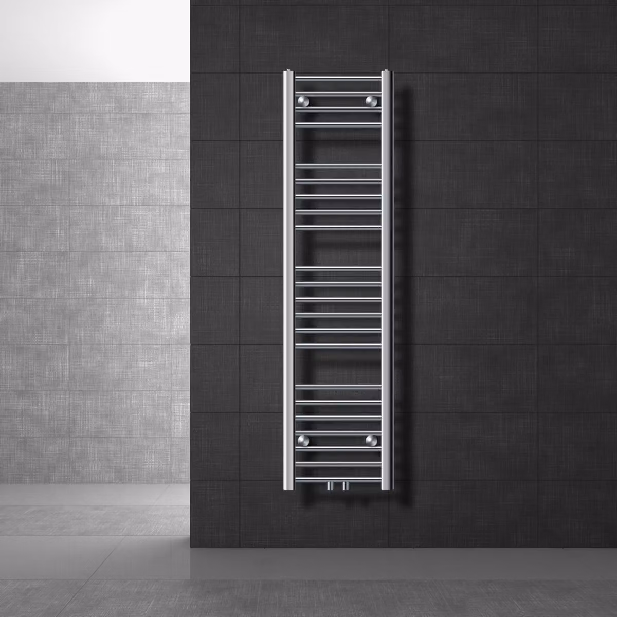 LuxeBath Radiatore da bagno Sahara 300x1400 mm cromato diritto con attacco centrale Radiatore Scaldasalviette Asciugasalviette Radiatore per asciugamani senza elemento riscaldante